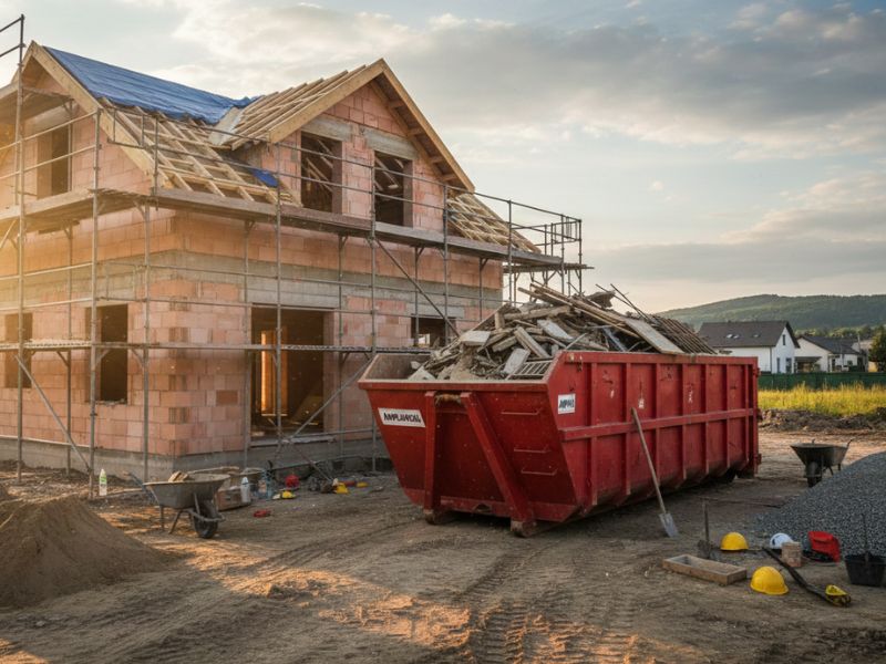 Benne sur un chantier de construction