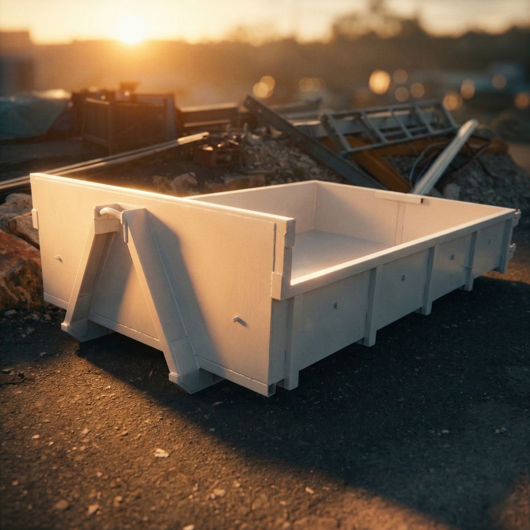 Benne remplie de déchets de chantier